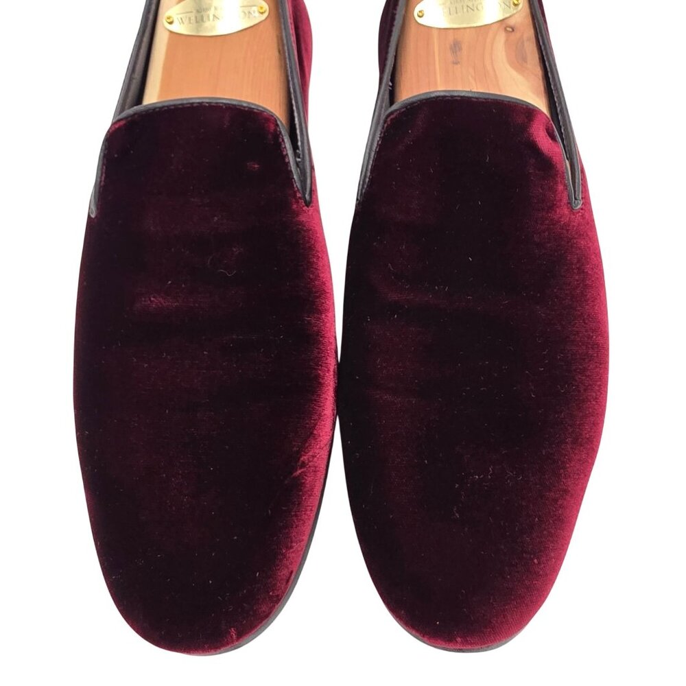Italy To Boot Adam Derrick Mens 8M Garnet Red Velvet Dress Shoes Loafers Slipper - Picture 2 of 16